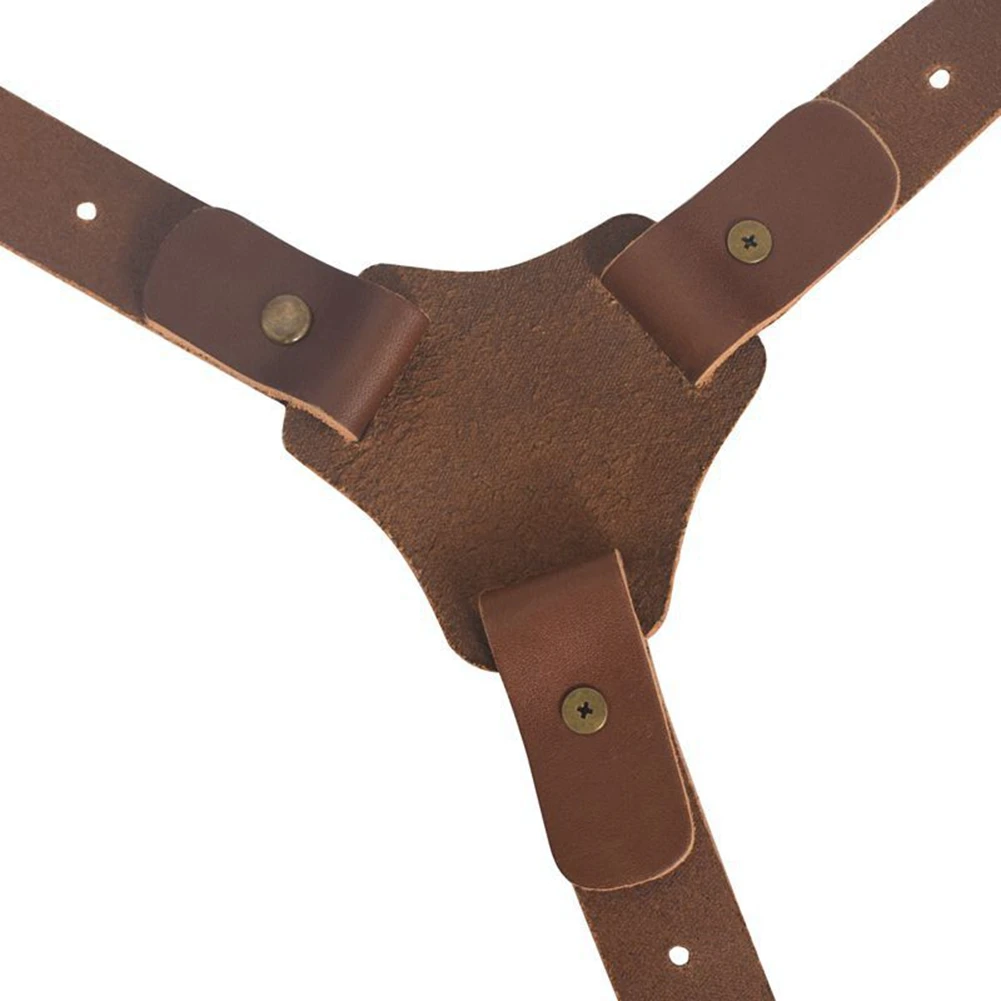 (DT37) Camera Strap Leather Double Shoulder Leather Harness Strap Photography Gear for DSLR/SLR Camera (Brown)