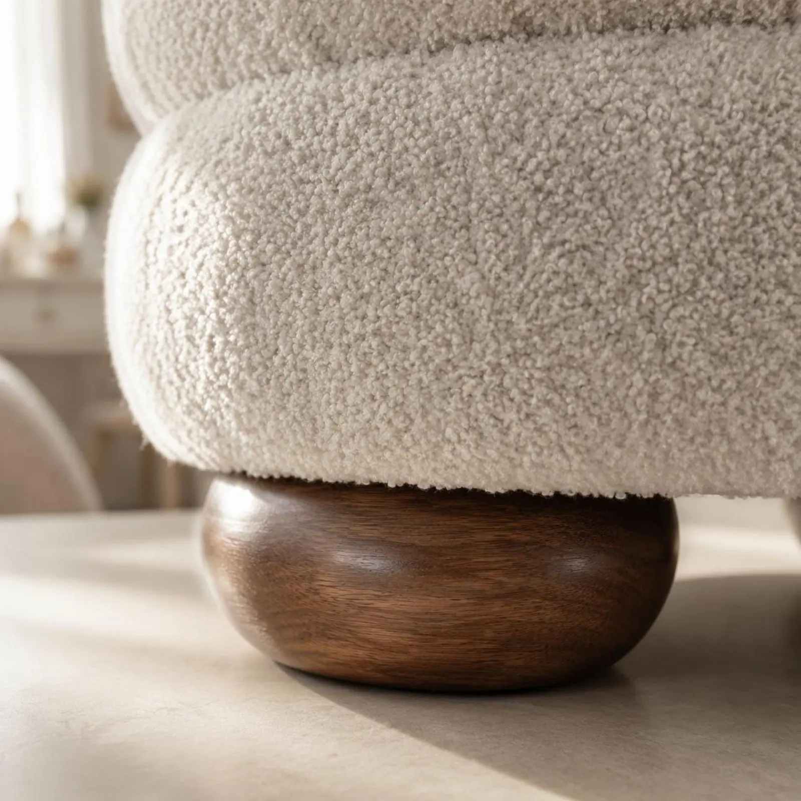

Boucle Vanity Stool Cute Vanity Stool Boucle Ottoman Chair Soft Home Furniture Multifunctional for Bedroom