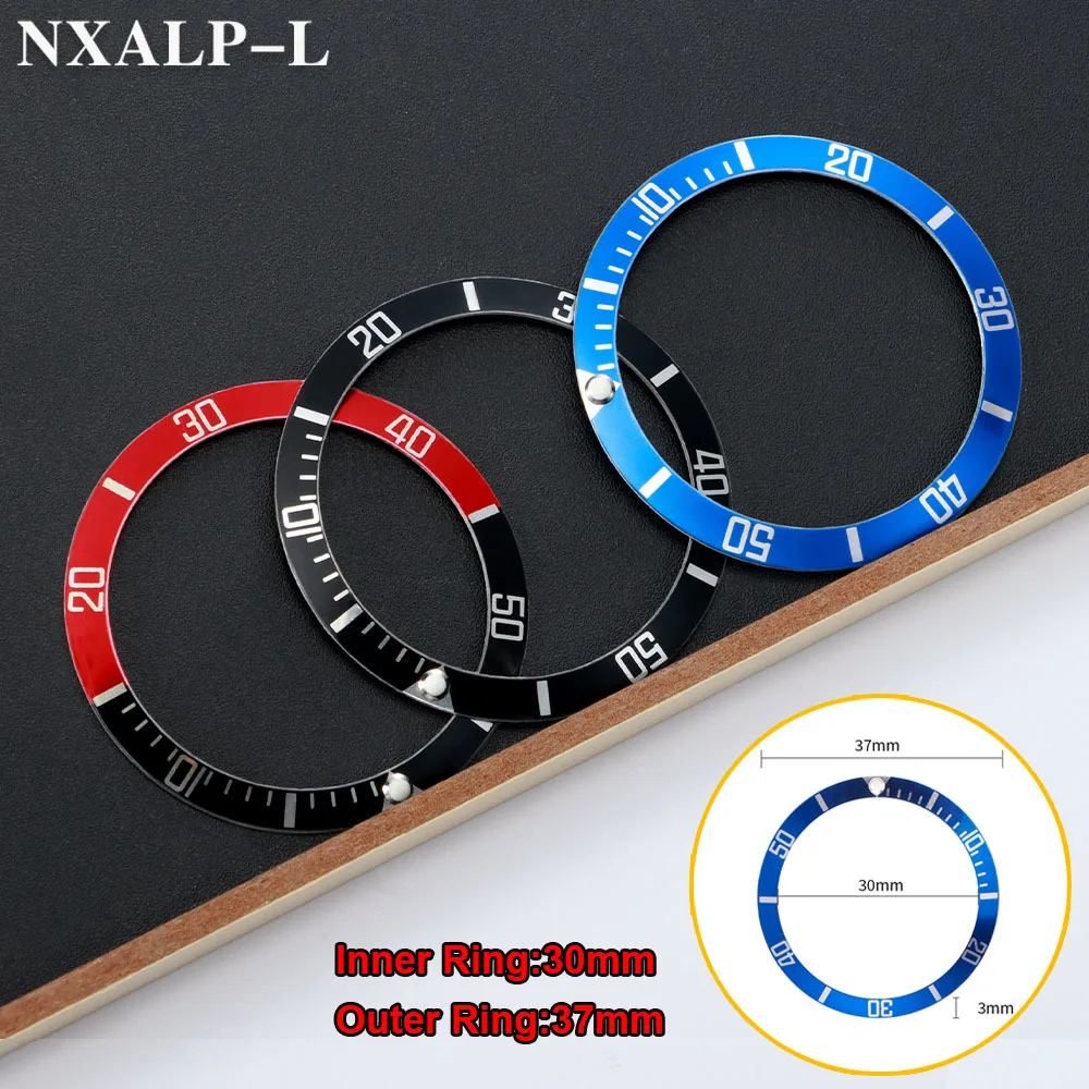 37mm*30mm Aluminium Alloy Watch Case Watch Bezel Insert Ring Slope for Rolex Water Ghost GMT Diving Men Watch Part Accessories