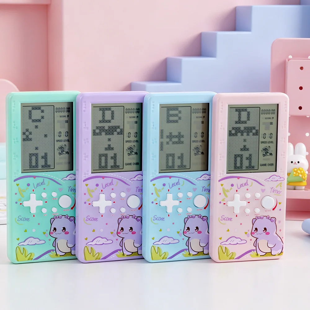 

Macaron Pastel Color Mini Handheld Game Machine Soft Dinosaur Print 26 Classic Retro Games for gift