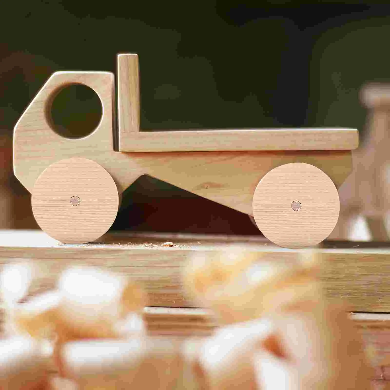 Wooden Wheel and Stick Set Wheels Axles Unfinished Sticks Crafting Accessories Car