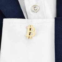 New -18K gold-plated stainless steel cufflinks: Bitcoin symbol design, fashionable lapel pin, gifts for friends
