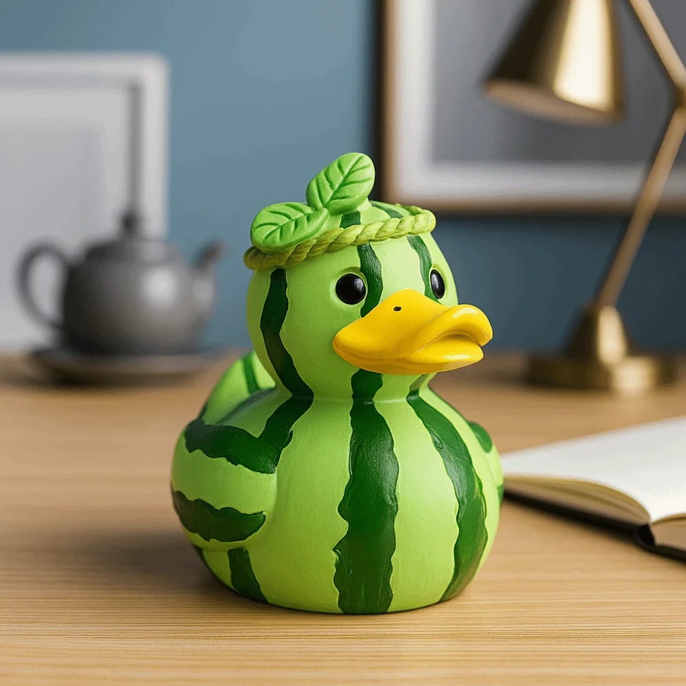 

Creative Cartoon Watermelon Duck Statue Decorative Funny Dragon Fruit Duck Figurine Resin Mini Duck Ornament Home Decoration