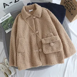 Small Fresh Lamb Wool Coat Female Student Thickened Jacket 2024 Autumn Winter New Sweatshirt Korean Lamb Fleece Women's Outwear