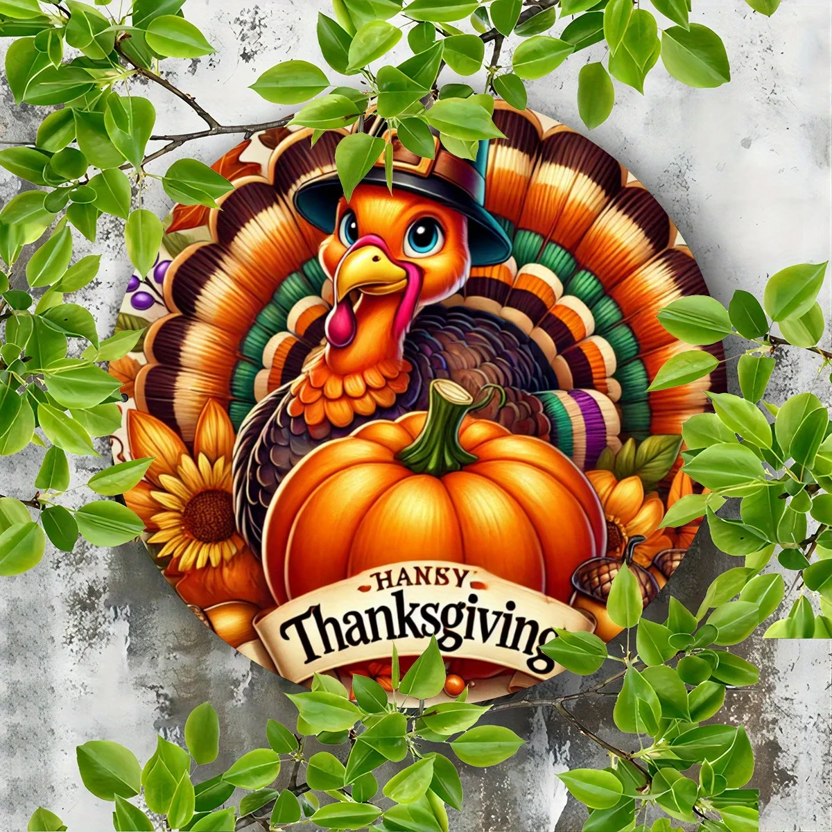 1pc, Vintage Thanksgiving Turkey Metal Sign Round Tin Plate, Perfect for Autumn Decor, Multi-Functional Wall Art for Room, Windo