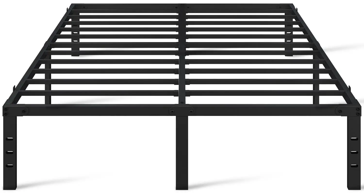 Queen Metal Platform Bed Frame, 14 Inch Tall Frame, Under Bed Storage Space, Reinforced Sturdy Slat Support, Black