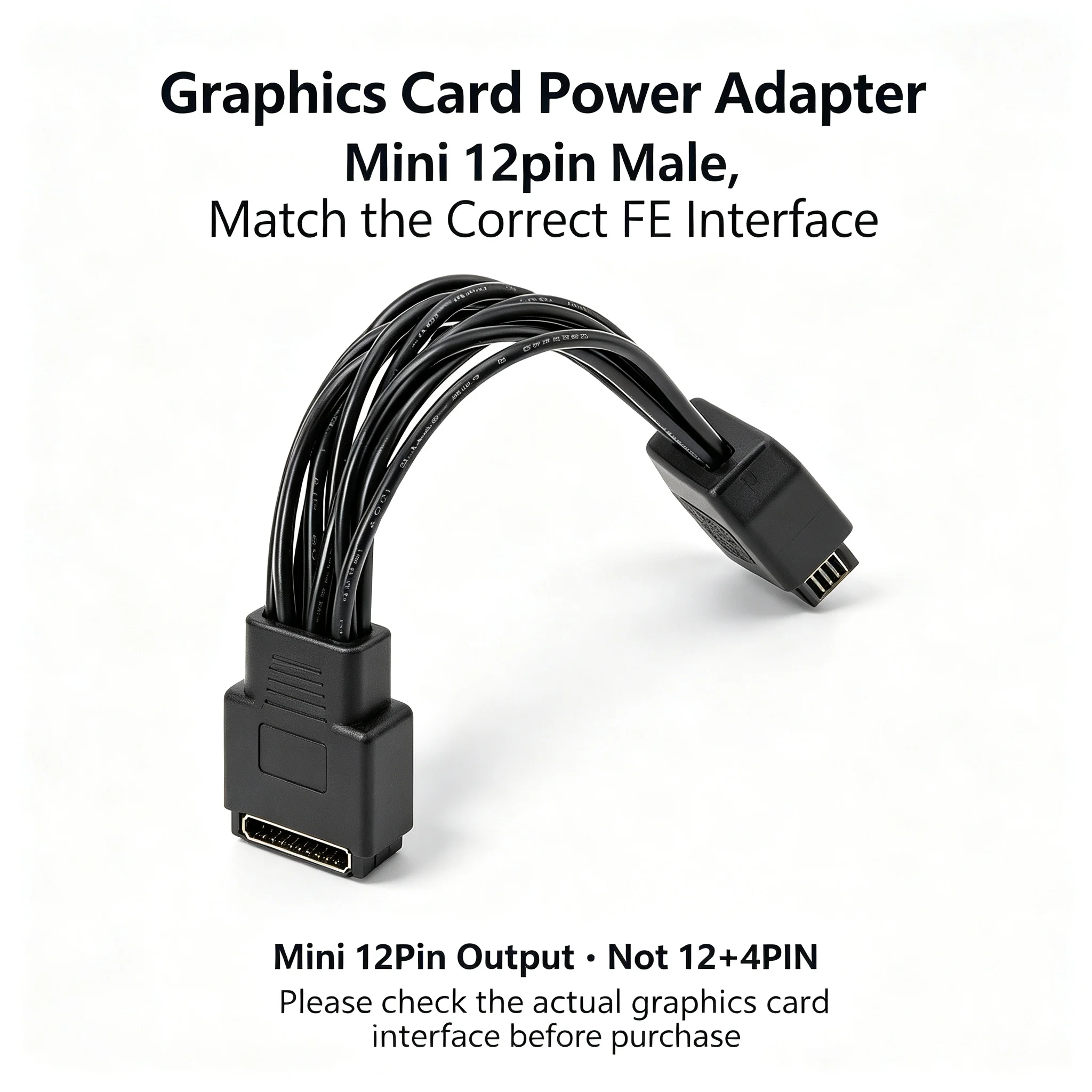 12VHPWR Female to 12PIN Male GPU Power Adapter Cable, Compatible with RTX3070 3080 3090 FE