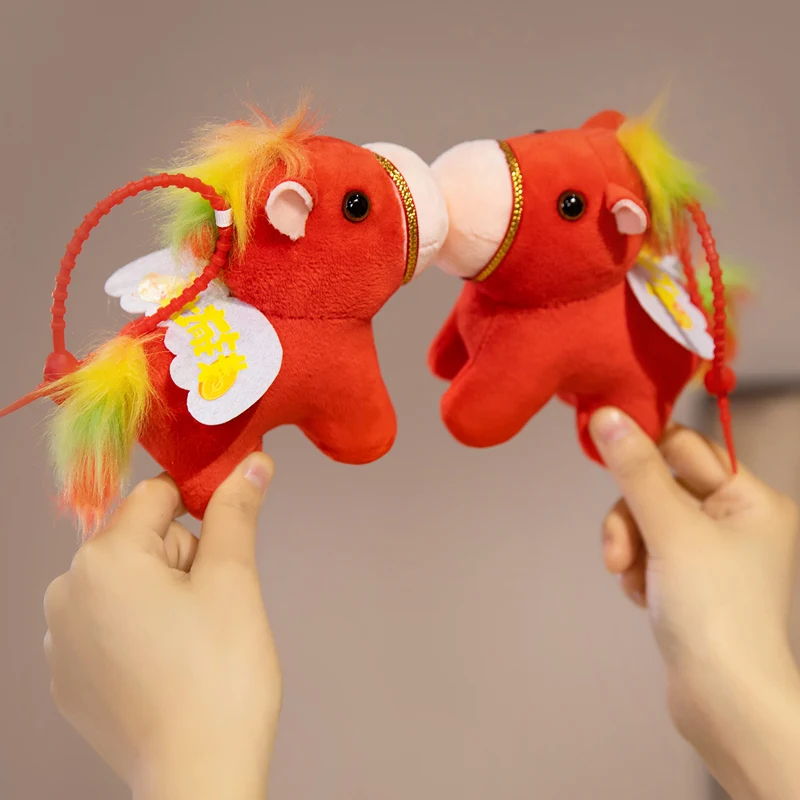 Новогодний талисман Kawaii, красочная маленькая лошадка, плюшевые игрушки, красивая мультяшная лошадь, подвески, кукла, великолепный праздничный декор