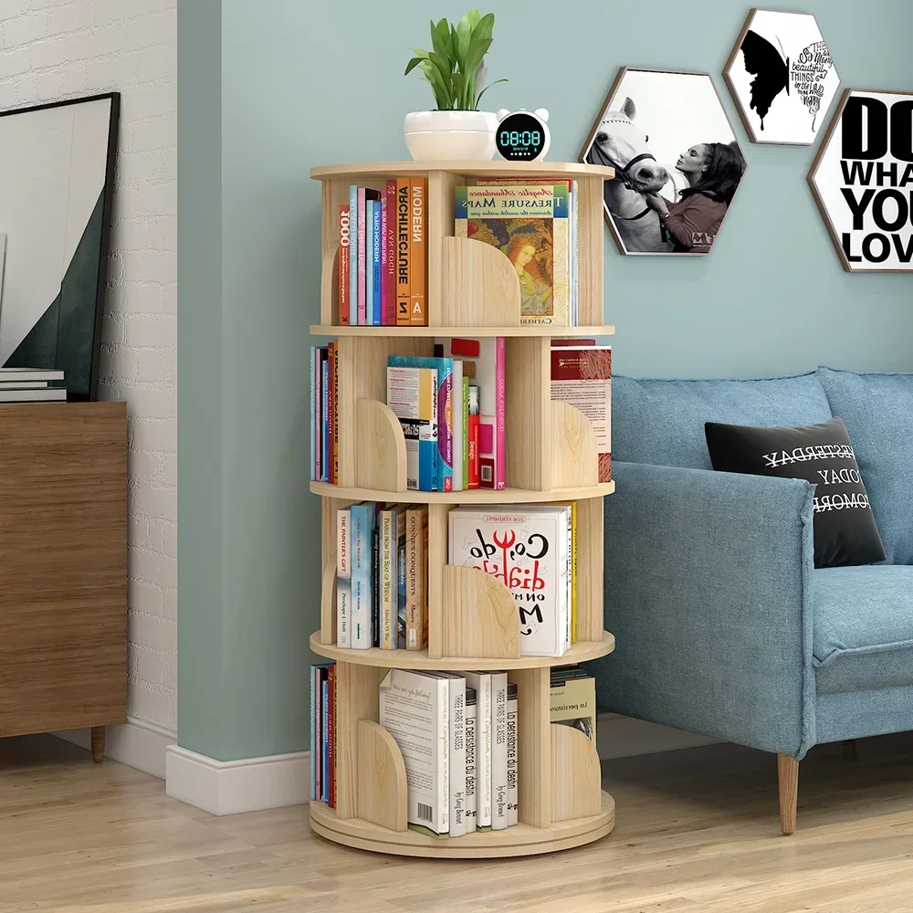 New Modern Bookcase Room Simple Household Space-saving Storage Revolving Round Children Bookshelf Rotating Balda Home Furniture