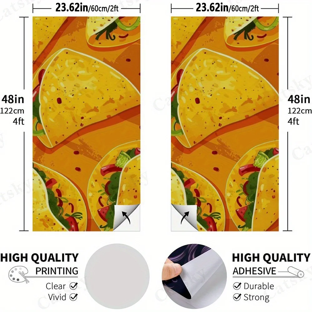 ملصق عيد التاكو الملون، شارات رمل من الفينيل المسطح ثنائية الأبعاد - صديقة للميزانية وقيمة عالية، خالية من الفقاعات وسهلة اللصق، وات