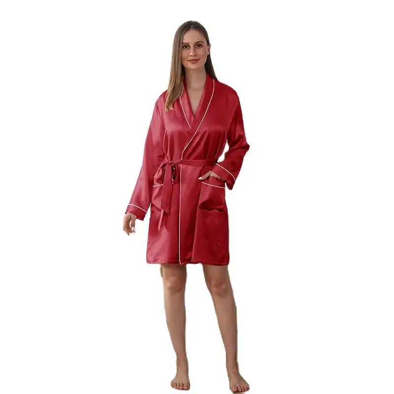 Birdtree 19Momme 100%Pure Mulberry Silk Robe for Women Silky Sleepwear Ladies Elegant Nightgown V-neck Natural Pajamas P41112QM