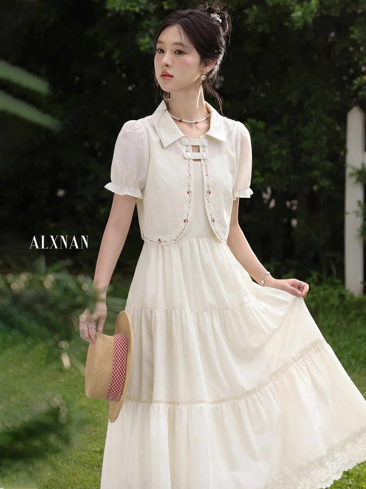 

Summer Casual Style Women's Shirt Dress Set Rose Beige Sleeveless Strapless Two-Piece Outfit Casual Fashion for Adults