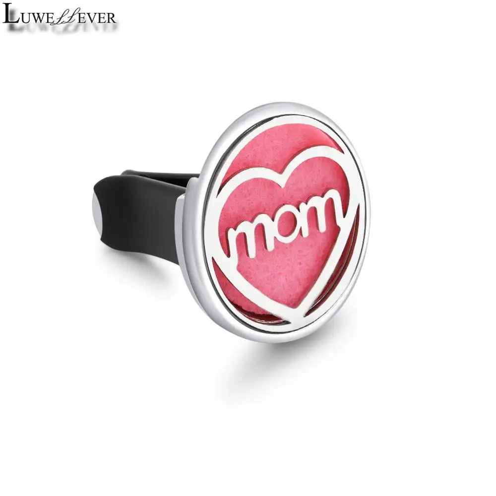 Alloy ＆ Stainless Steel Mom 36-70 Car Vent Clip Air Freshener Essential Perfume Oil Diffuser Locket Jewelry Packaging Display