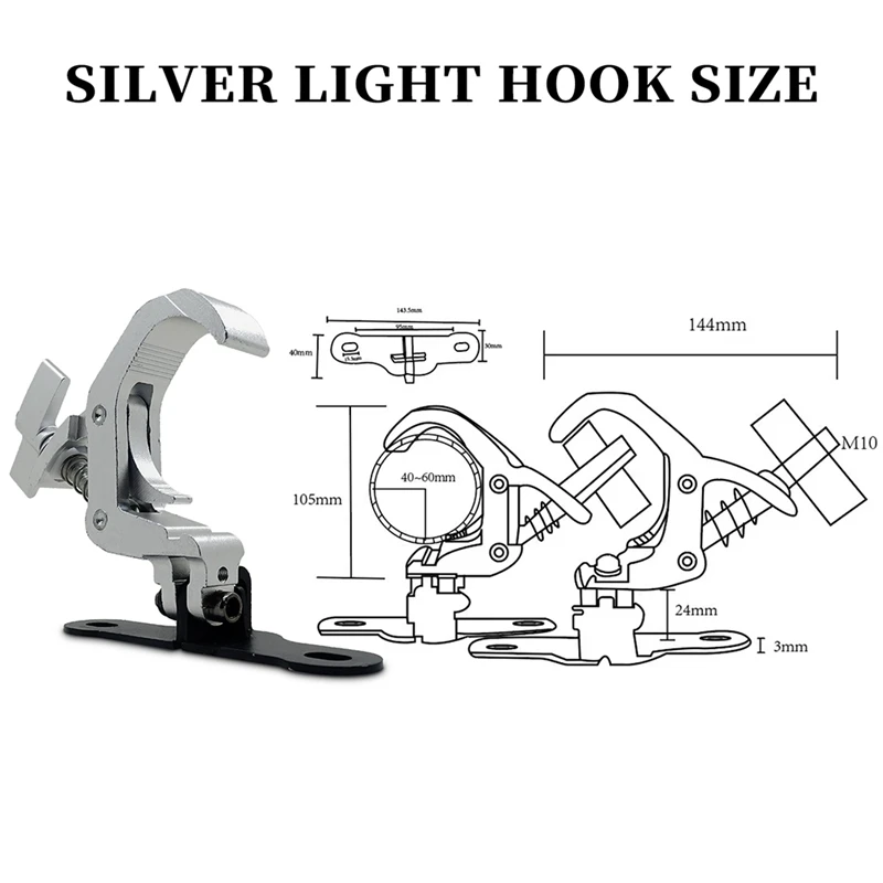 1 Pasang Kait Lampu Panggung Aluminium Klip Rangka Lampu Kepala Bergerak Beban Pengaman 150KG untuk Peralatan Panggung Disko DJ Mudah Digunakan (A)