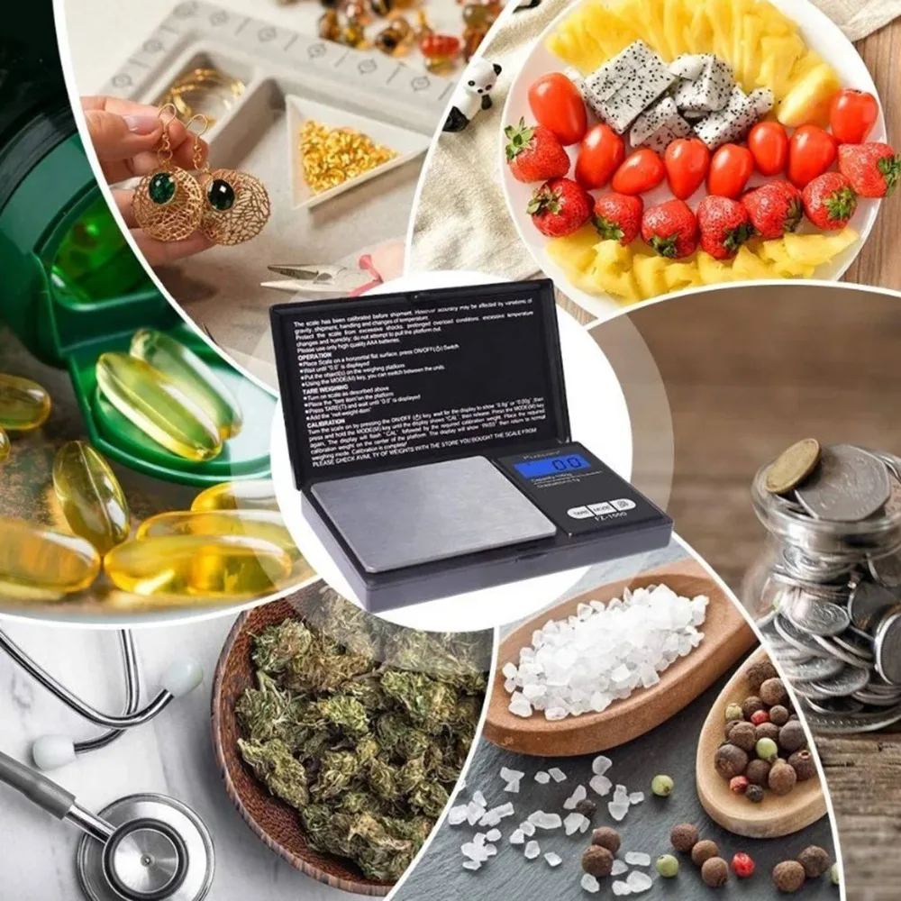 Plastic Stainless Steel Digital Pocket Scale Backlit LCD Display Black Electronic Food Scale Multi-Unit Measurement