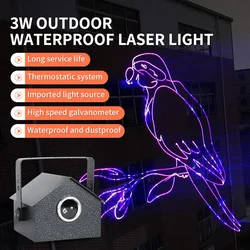 Lumière laser de scène de EAU 3D, animation laser RVB, faisceau laser DJ, lumières pour spectacles de fête, extérieur et intérieur, 3W