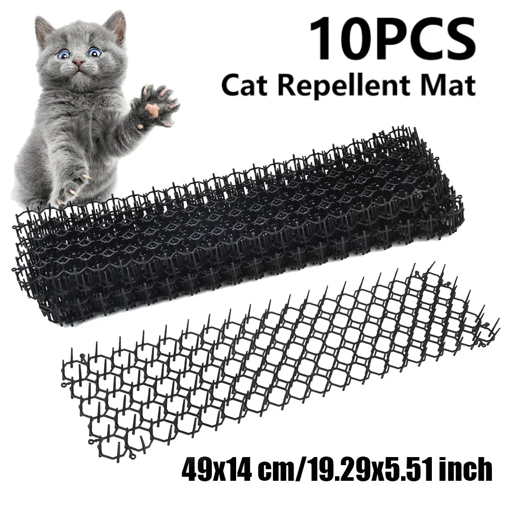 

10Pcs Garden Cat Scat Mats Repellent Mat Prickle Strips Spike Anti-Cat Pest Deterrent Garden Repellent Animal Scarer