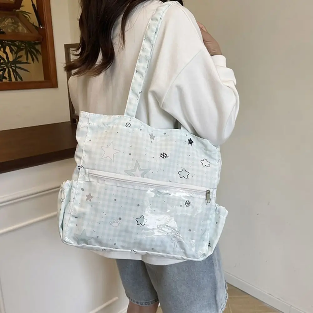 

Сумка на молнии со звездными точками Itabag из бычьей ткани в корейском стиле, прозрачные сумки для хранения товаров Idol, сумка на плечо в стиле Харадзюку, сумка для хранения