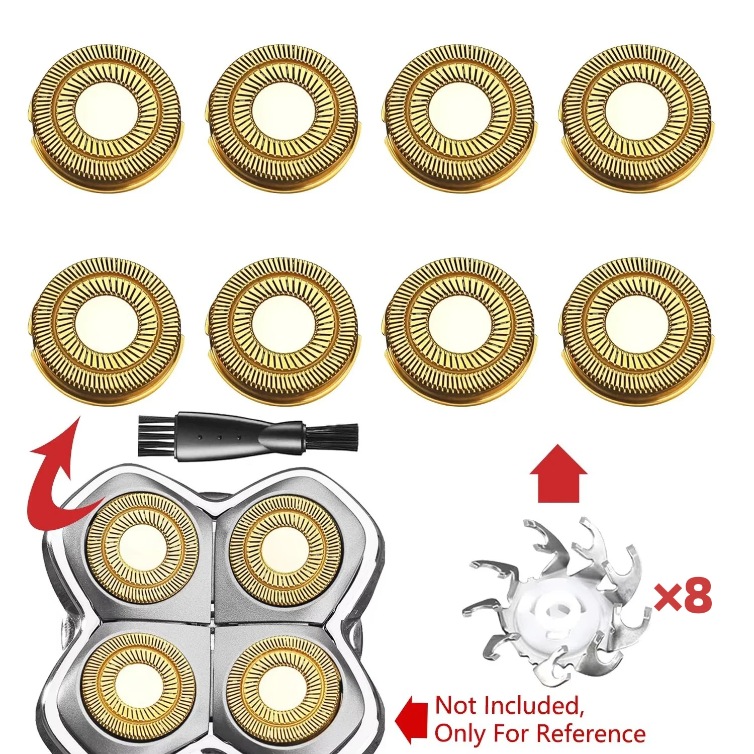 WAHFOX alat cukur kepala pisau pengganti, untuk pencukur tengkorak Pitbull Carver PRO 4 kepala pisau cukur elektrik