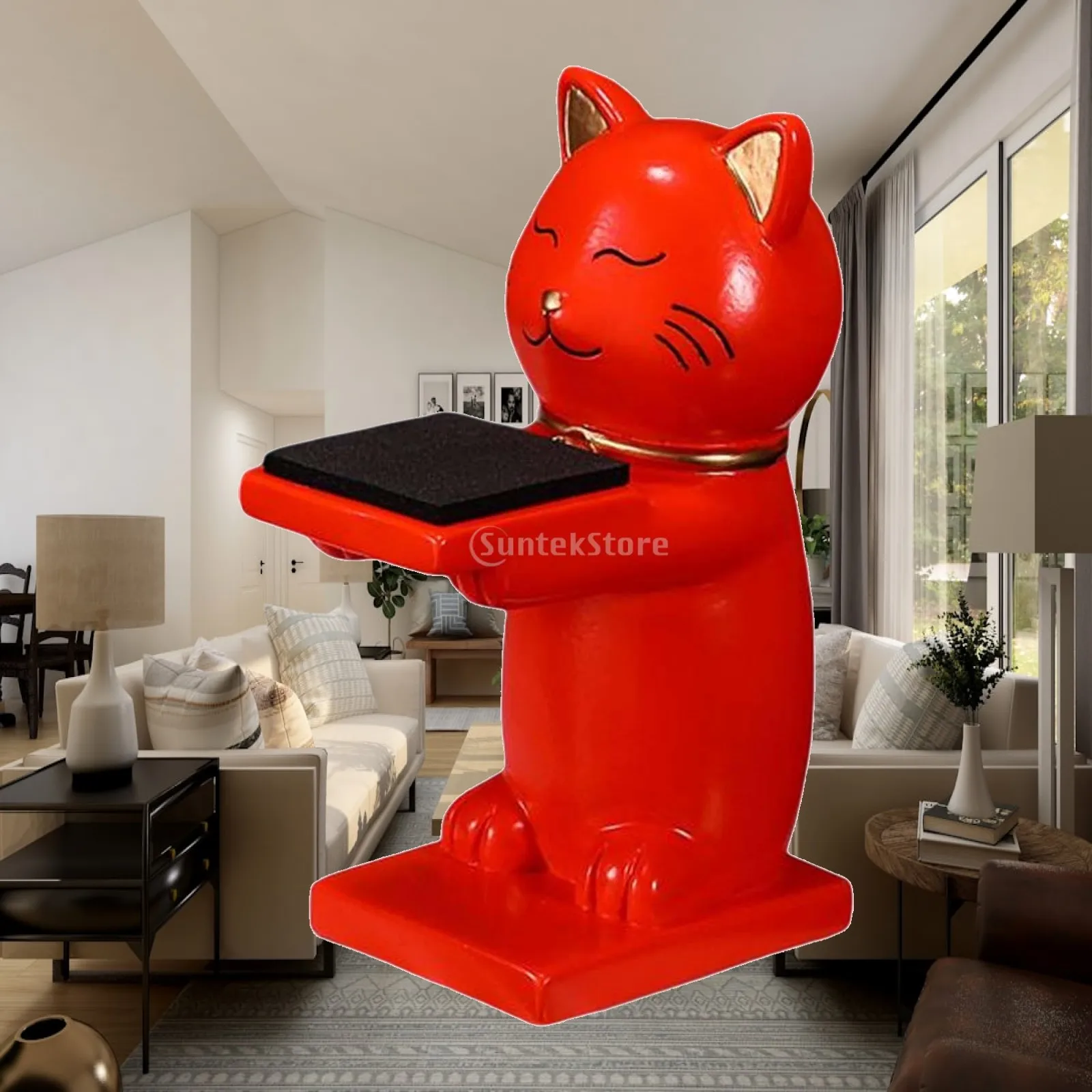 Cute Cat Figure Resin Watch Stand Bracelet Necklace Storage Rack Measure 2.5x1.9x4.7inch for Home Office Store Stylish Shelf