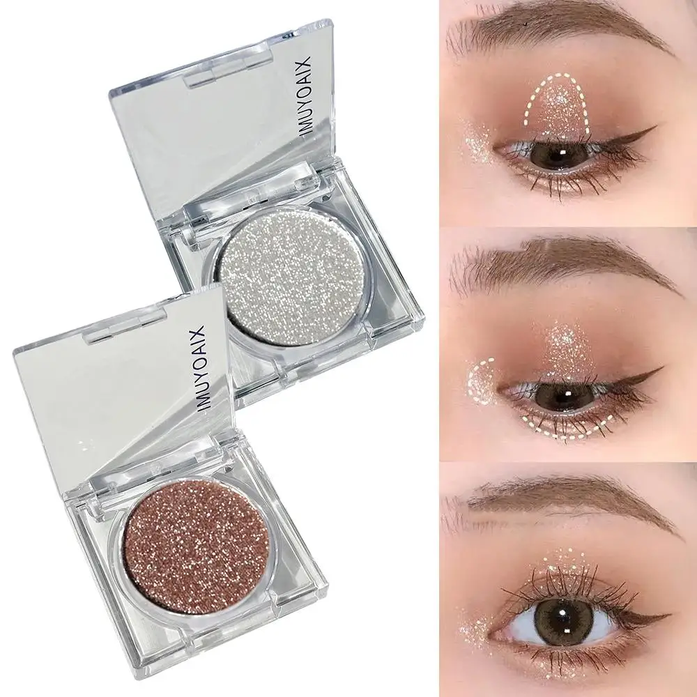 Sombra de ojos de diamante brillante, resaltador nacarado, brillo, sombra monocromática, herramientas de cosméticos brillantes, paleta de maquillaje J2J9