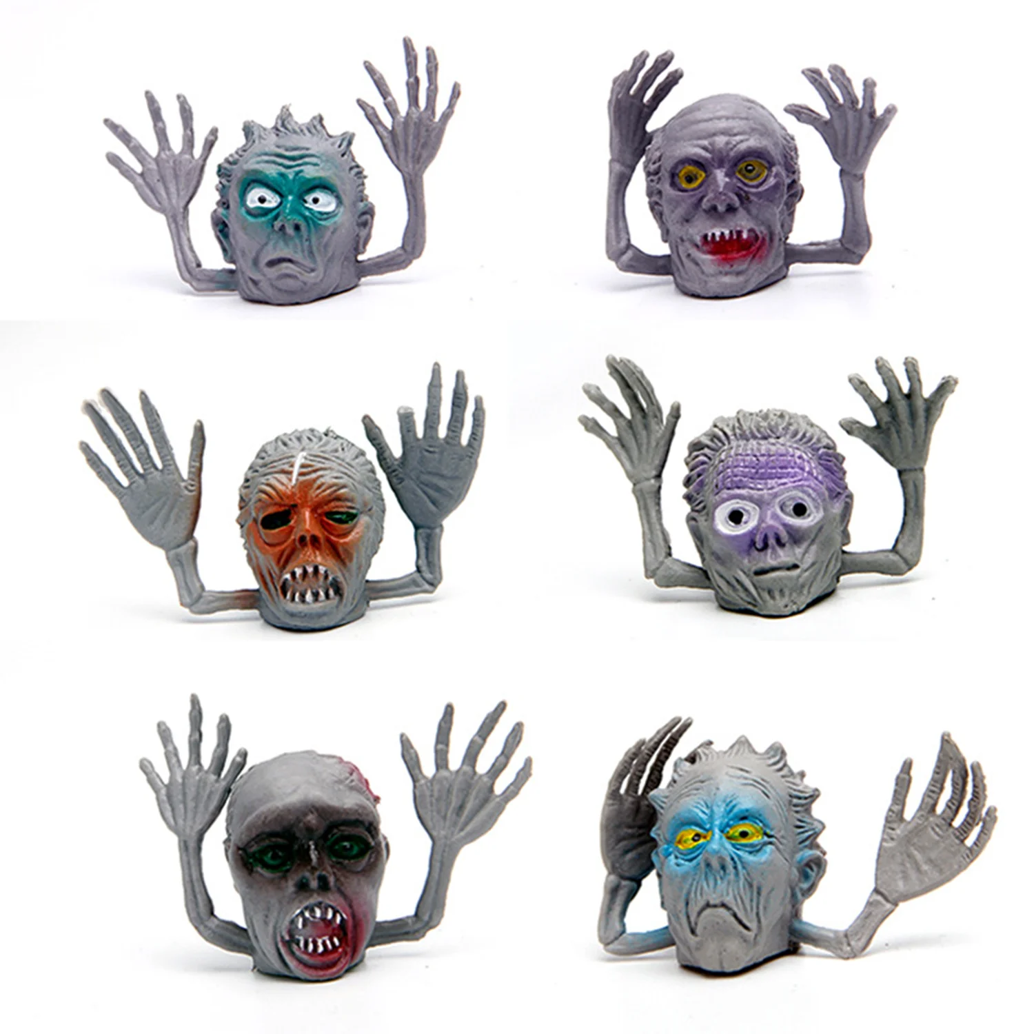 Ghost Head Finger Set Halloween Trick Party Plastic Toys Parent Child Interaction Zombie Witch Finger Gloves