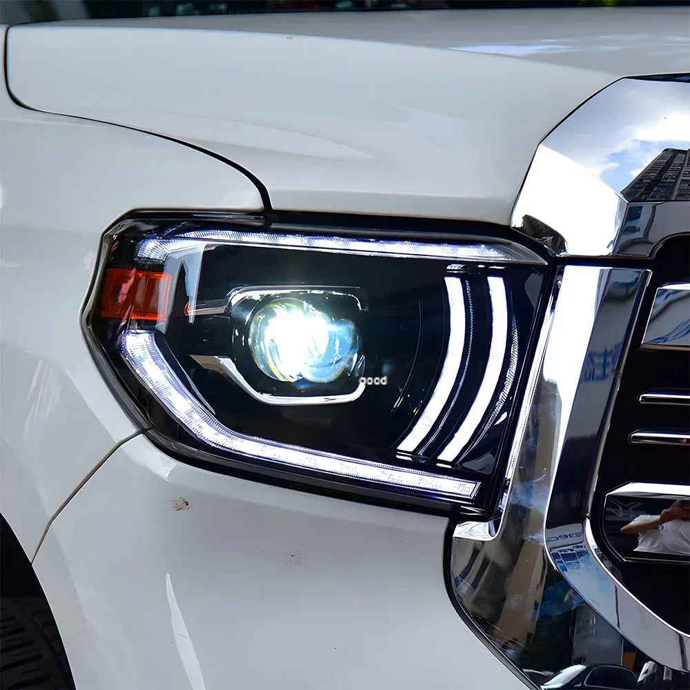 لتويوتا تندرا 2014-2020 LED مجموعة مصابيح السيارة الأمامية ترقية عدسة العارض التوصيل والتشغيل اكسسوارات المصابيح الأمامية للسيارات