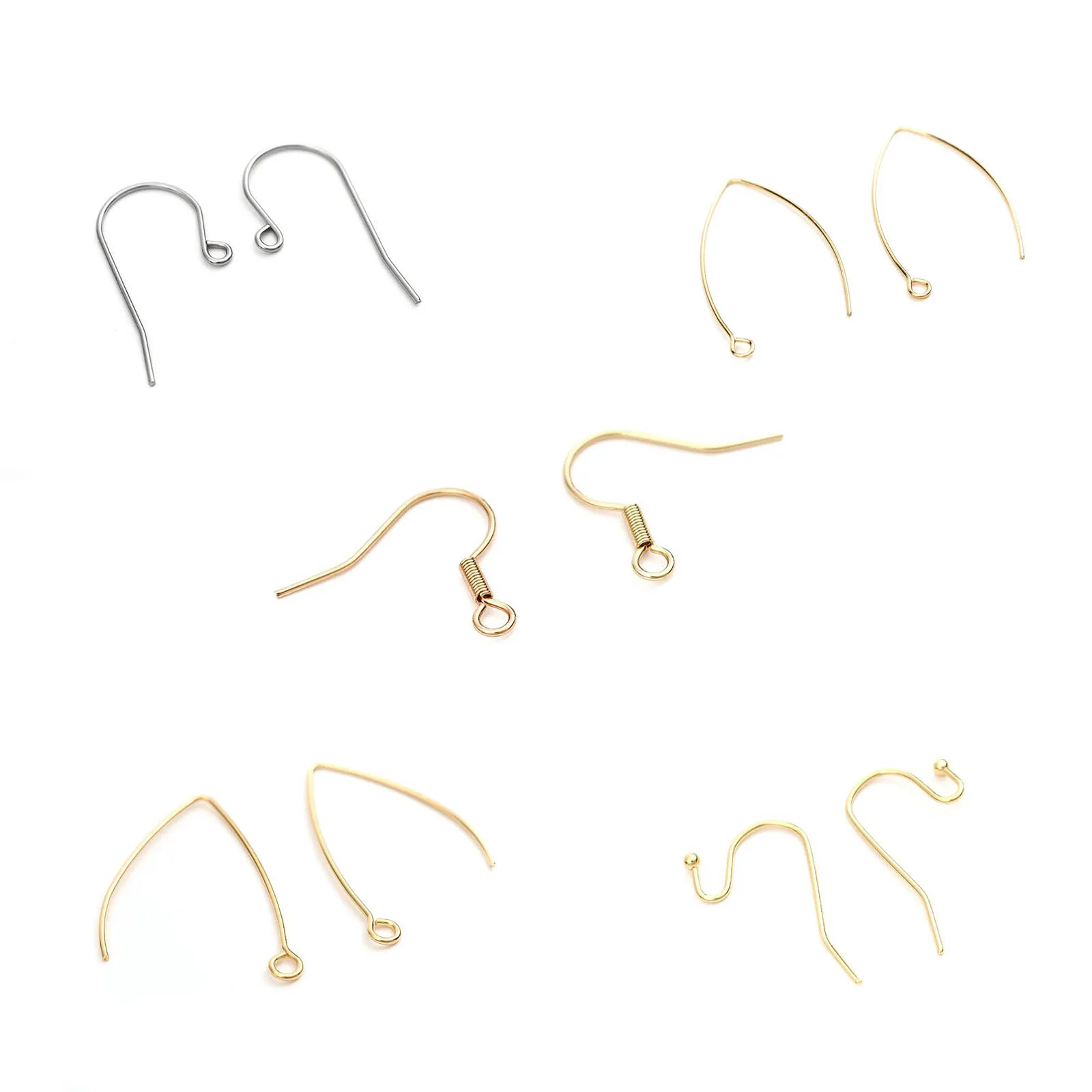 

10PCs stainless Steel Earrings Hooks for DIY women earrings Jewelry Making findings Gold Color Beads Hook Earwire Components