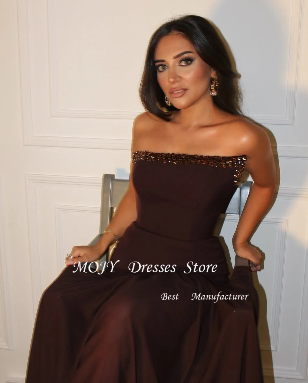 موجي مخصص مطابقة جيرسي حجر الراين الطية وشاح مستقيم فساتين طويلة حمالة فساتين مناسبة مخصصة رائعة مثير