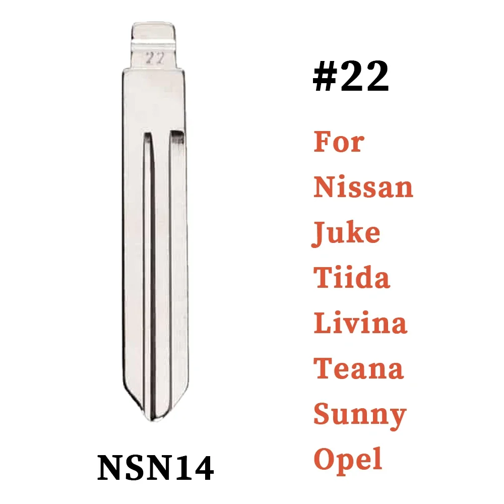 Replacement Uncut Blank Key Blade KD VVDI JMD Universal Flip Remote Key Shell #22 NSN14 For Nissan Juke Tiida Livina Teana Opel