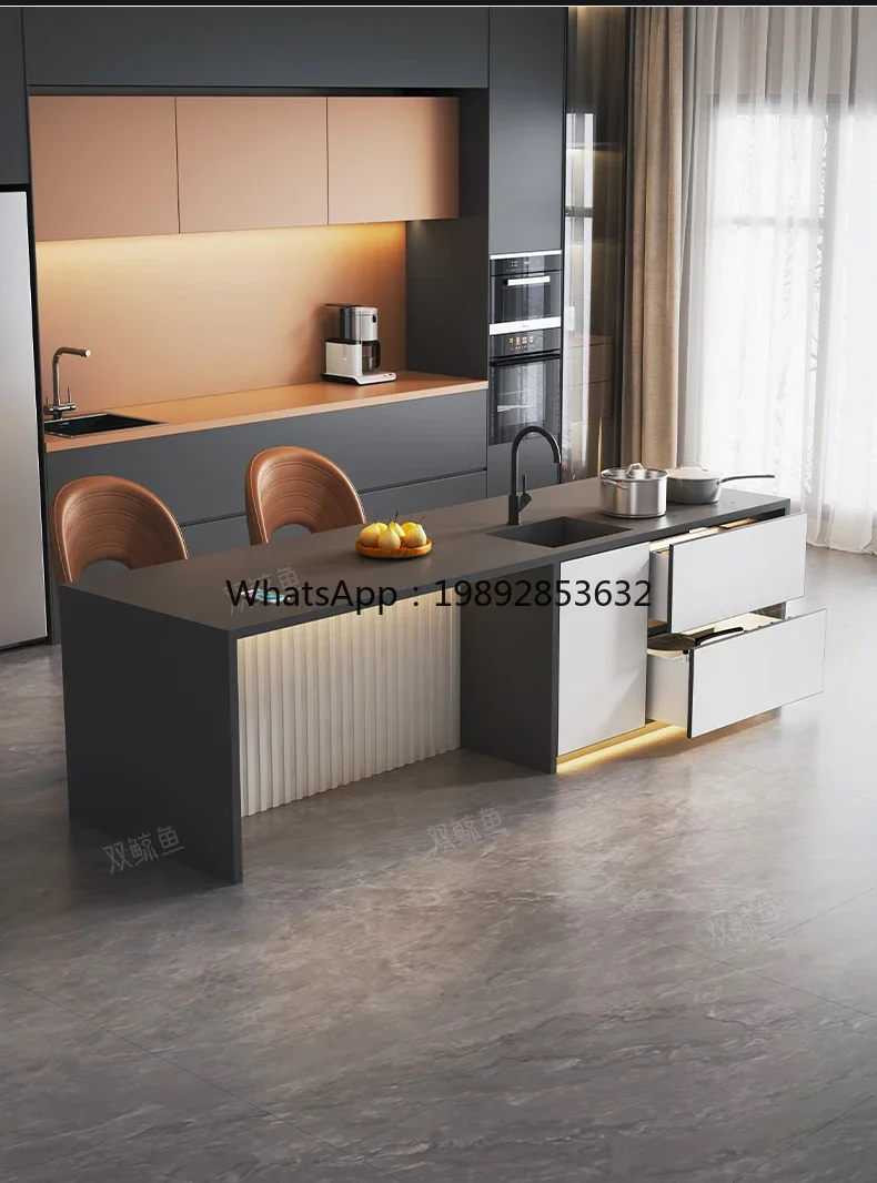 CZ   Flush Island Dining   Home Bar Table Integrated Light Luxury Italian Style High-End Dining Table Guide Table