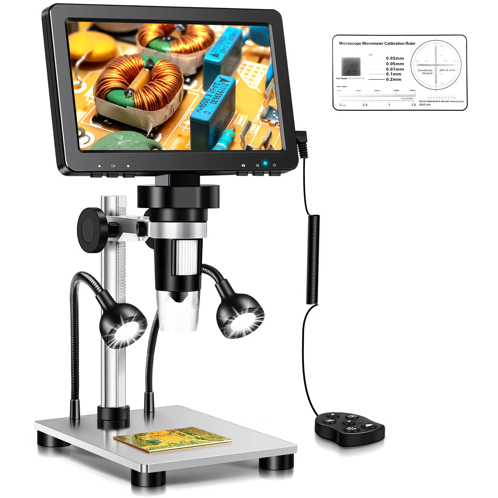 RIEVBCAU Digitale Microscoop 1200x Vergroting HD USB Professionele Elektronenmicroscopio's Voor Repareren Met 10 LED Licht