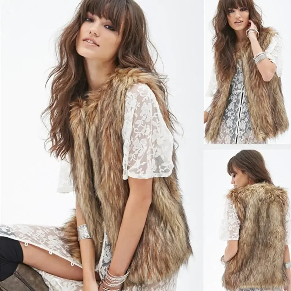 Fashion Hot Style Imitation Fur Coat Female Raccoon Fur Vest  Fur Vest Eam Twotwinstyle Knit Vest