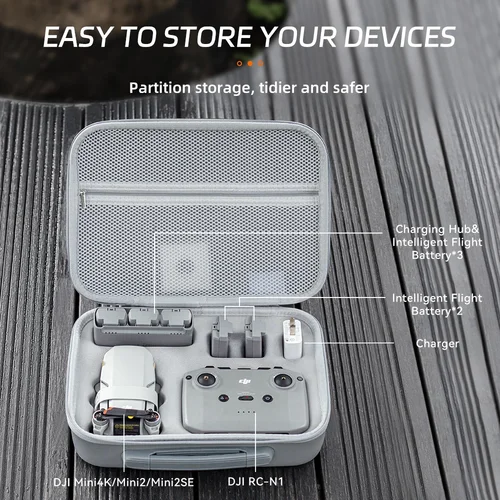 Imagen 2 del producto Estuche de transporte portátil para DJI Mini 2/Mini 2 SE/Mini 4K Drone batería caja de control remoto carcasa dura bolso de hombro impermeable