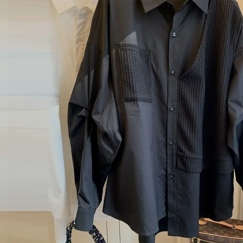 

Women Korean Style Solid Tie Oversize Shirts Blouse Loose Clothes Autumn Tops2025 Spring Minimalist Long Sleeve Button Up Shirt