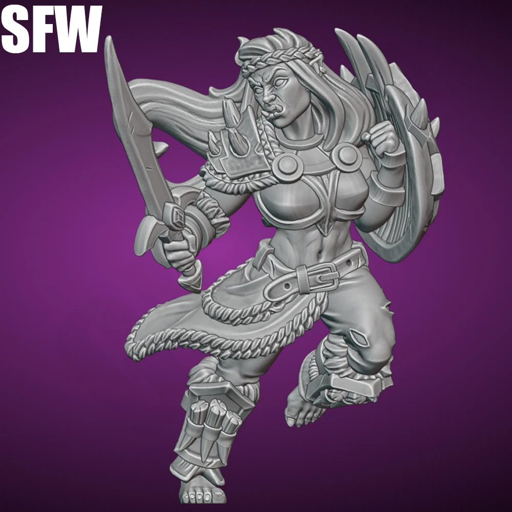 Kit de modèle en résine non assemblé, guerrier Orc Sexy NSFW, poupée d'impression 3D, Statue de figurine non peinte, ensemble de jeu GK pour adultes, à collectionner, 1/24