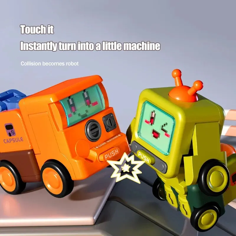 1Pc Kids che trasforma il giocattolo creativo sveglio di colore casuale di trasformazione di rotazione di collisione del Robot del camion della costruzione dell'automobile