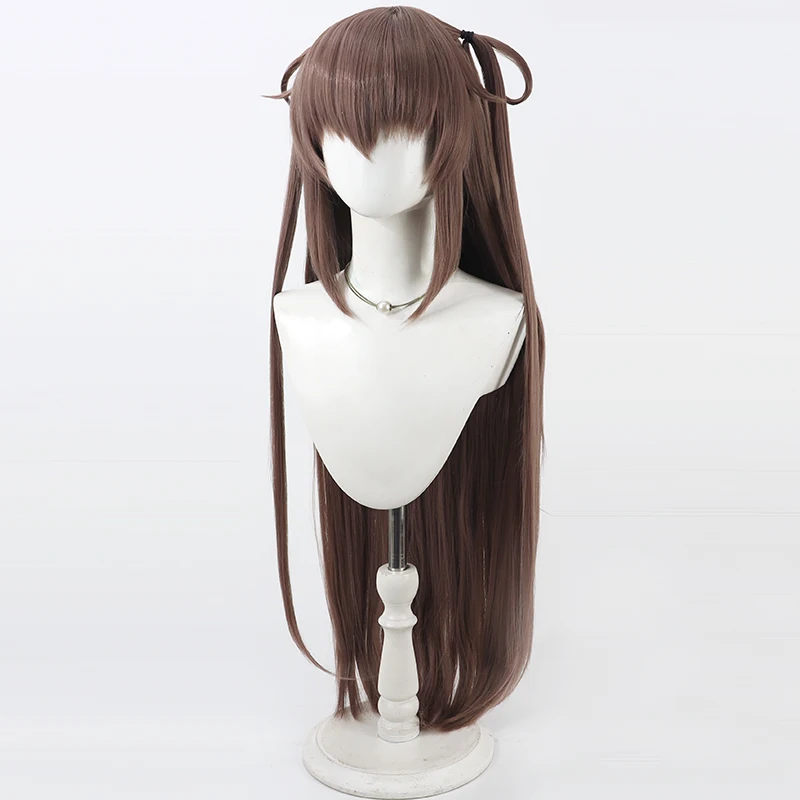 Synthetic Hair Mizuki Yukikaze Cosplay Wigs Game Action Taimanin Mizuki Yukikaze 90cm Long Dark Brown Wig Heat Resistant