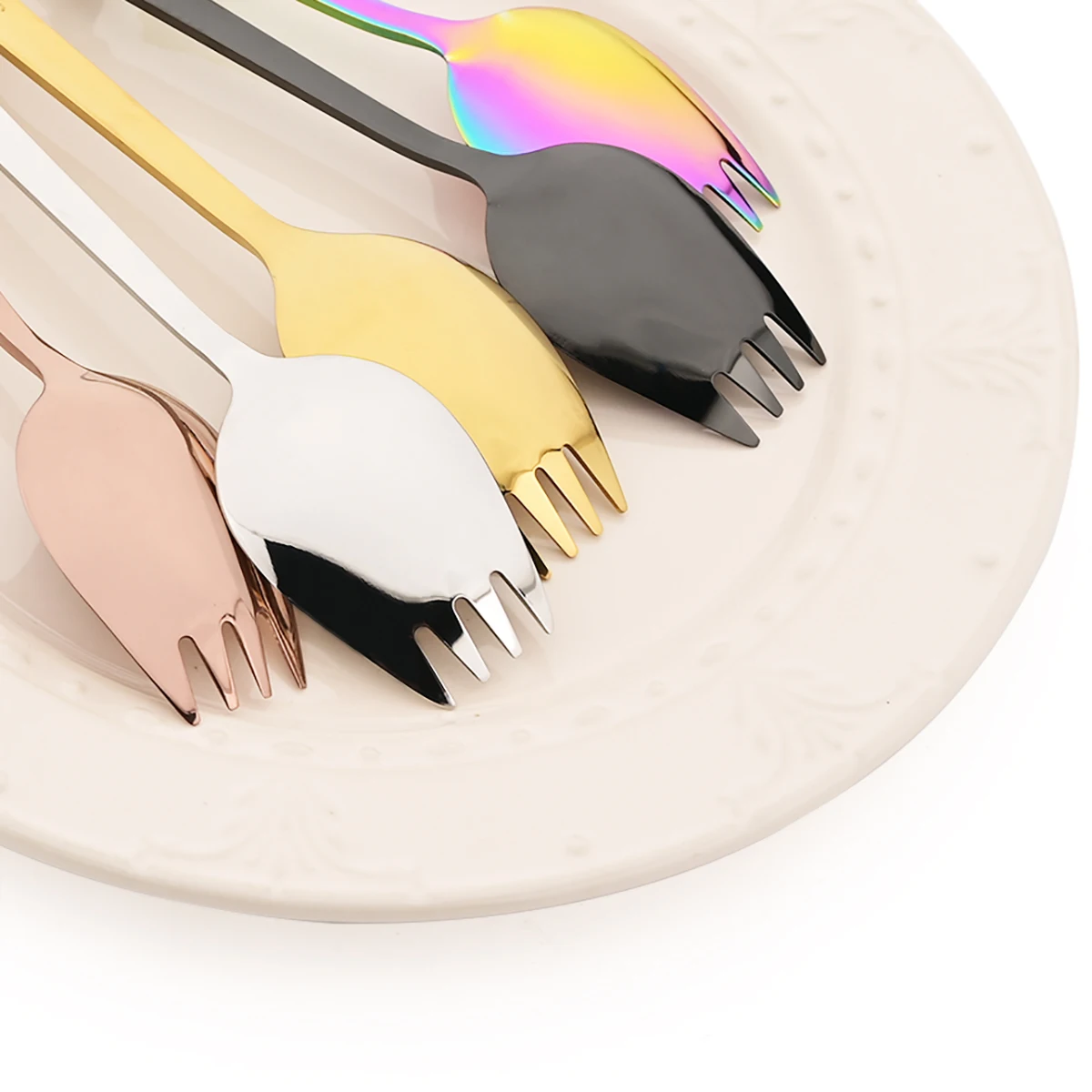 10 قطعة ملعقة سلطة متكاملة شوكة مجموعة أدوات المائدة الفولاذ المقاوم للصدأ السوشي عيدان أواني الطعام الخدمة الغربية شوكة ملعقة أطباق #2