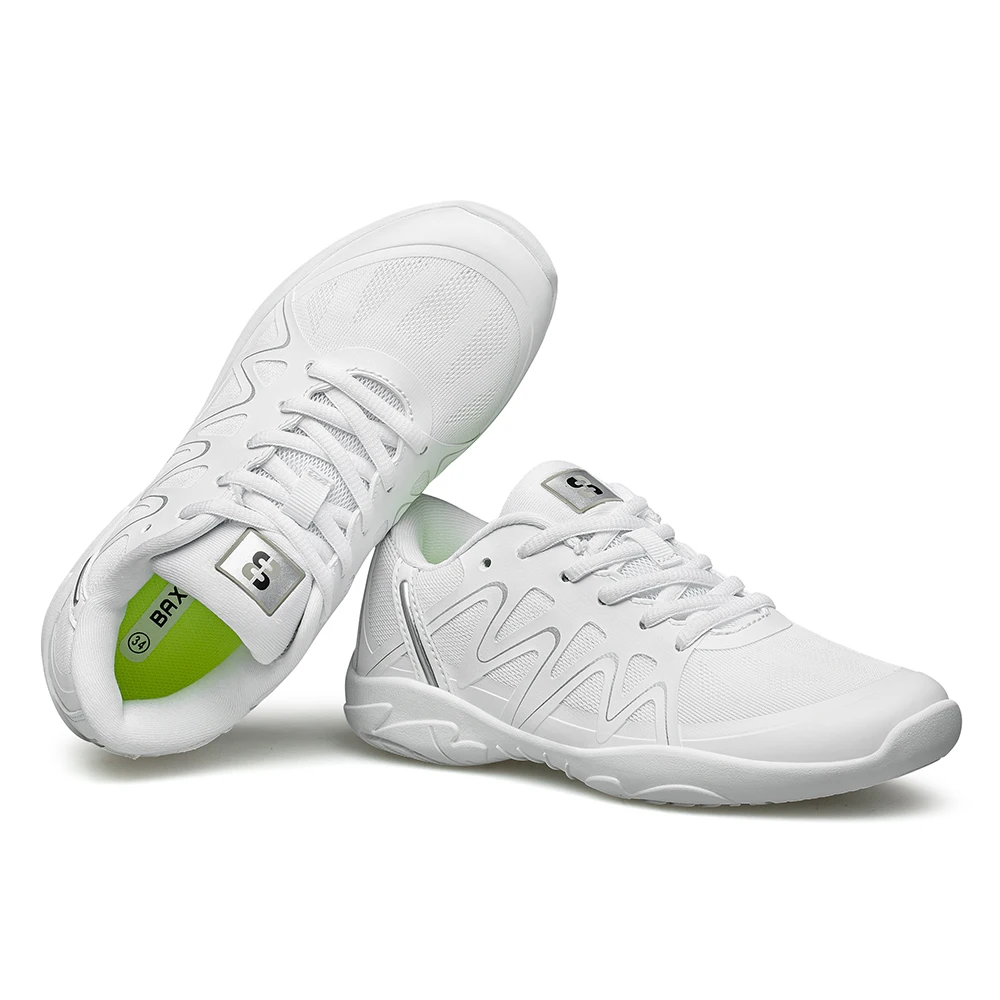 Baxinier Meisjes Witte Cheerleading Schoenen Lichtgewicht Jeugd Cheer Wedstrijd Sneakers Kids Ademende Training Dans Tennisschoenen