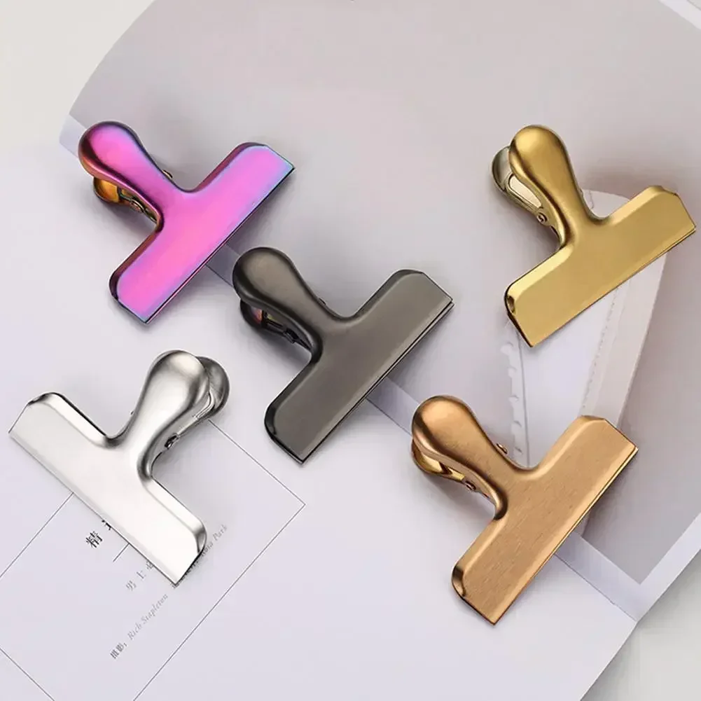 Edelstahl-Taschen clips große goldene Metall luftdichte Tasche Clip haltbare Papier dichtung Griff für Kaffee Lebensmittel Brot beutel