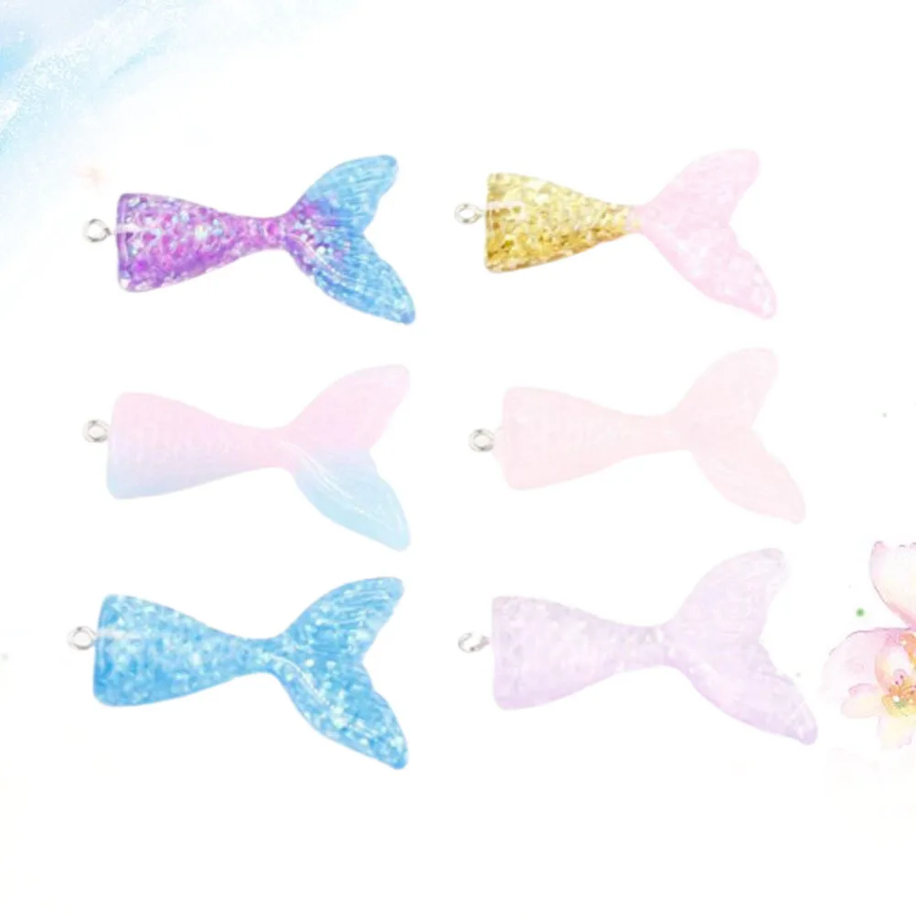 

6Pcs Gradient Resin Mermaid Fish Tail Keychain Fashion Pendant for Bag Phone Car Jewelry Party Favor Decoration