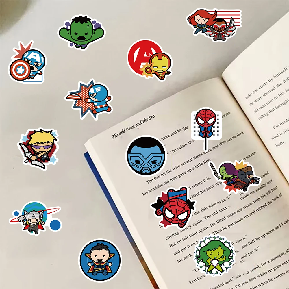 50PCS Cartoon Disney Q-version Avengers Aufkleber Motorrad Harajuku Personalisieren Telefon Fahrrad Karte Gepäck Telefon Aufkleber