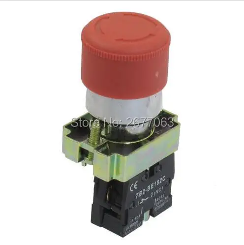22mm 1NC Red Sign Ignition Emergency Stop Push Button Switch 600V 10A XB2-BS442