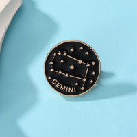 Simple The Zodiac Series Enamel Round Brooches Leo AQUARIUS PISCES CANCER SCORPIO TAURUS GEMINI CAPRICORN Pins