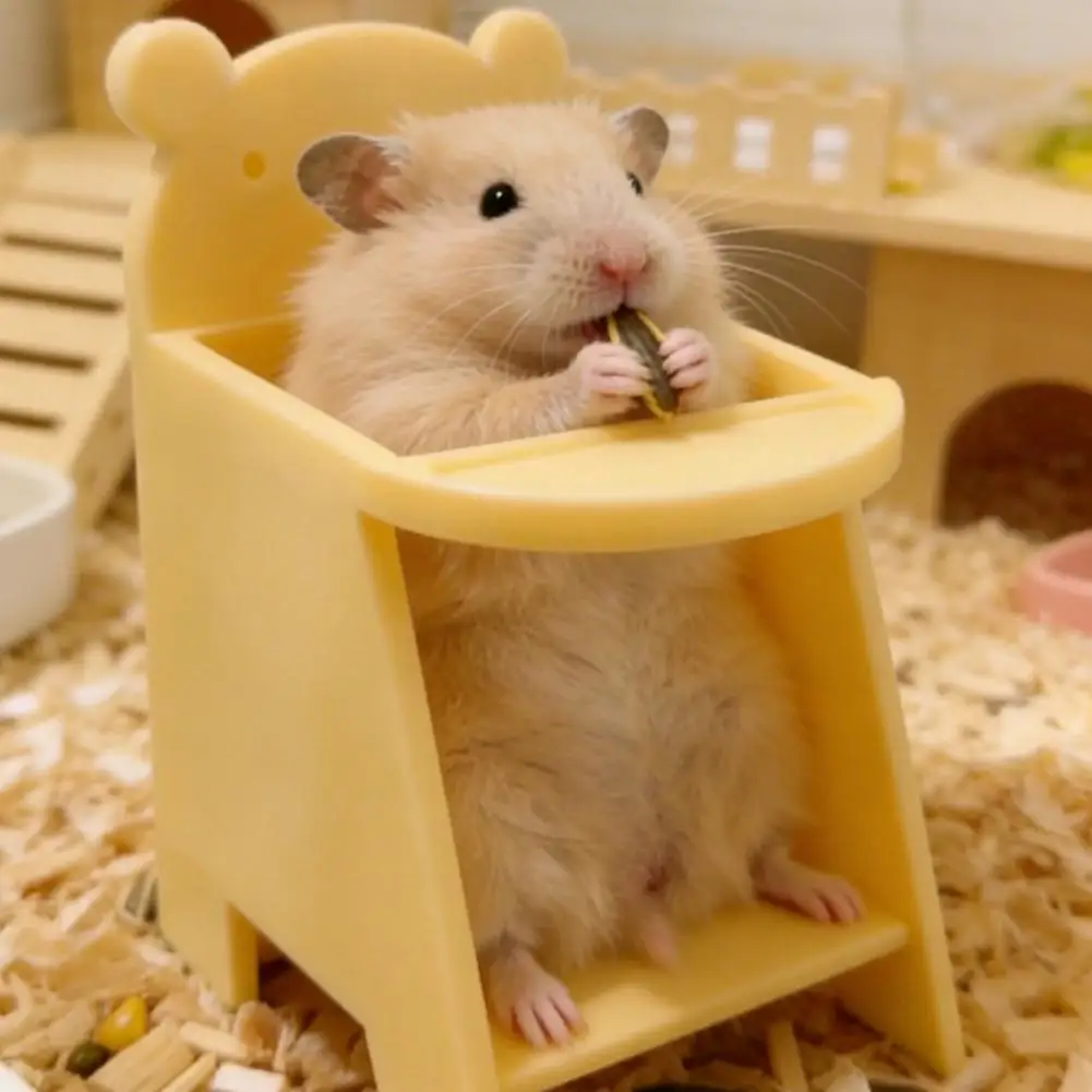 Bear Shaped Mini Chair 3d Printed Hamster Dining Chair Mini Pet Seat for Sugar Glider Small Rat Cage Furniture Decor Accessory