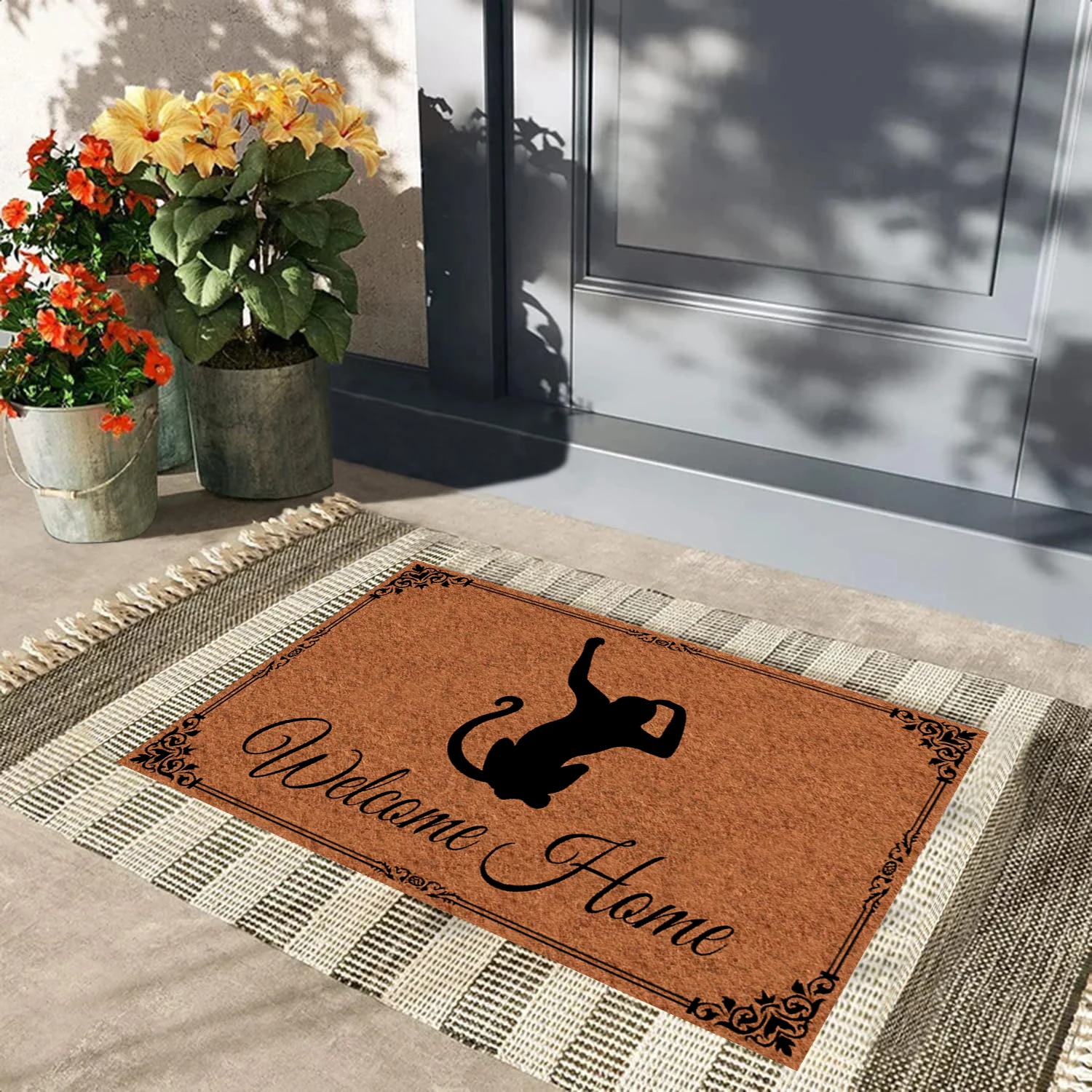 Doormat Welcome Home Monkey Entrance Floor Mat Rubber Non Slip Backing Door Mat 30x18 Inches