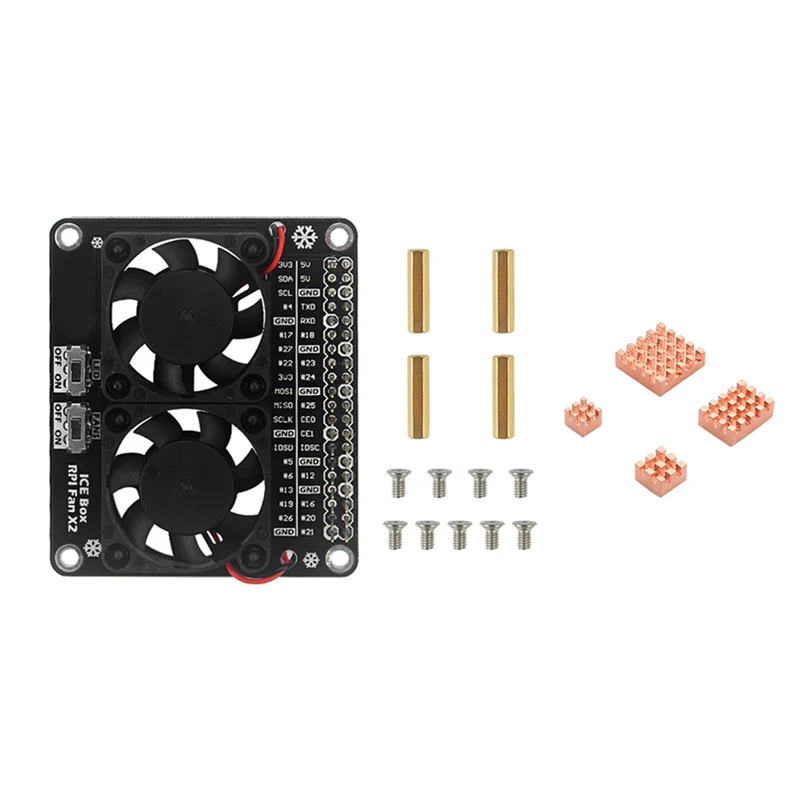 Scheda di estensione GPIO con doppia ventola di raffreddamento superiore per Raspberry Pi 4 modello B, adatta anche per Raspberry Pi 4B, 3B+