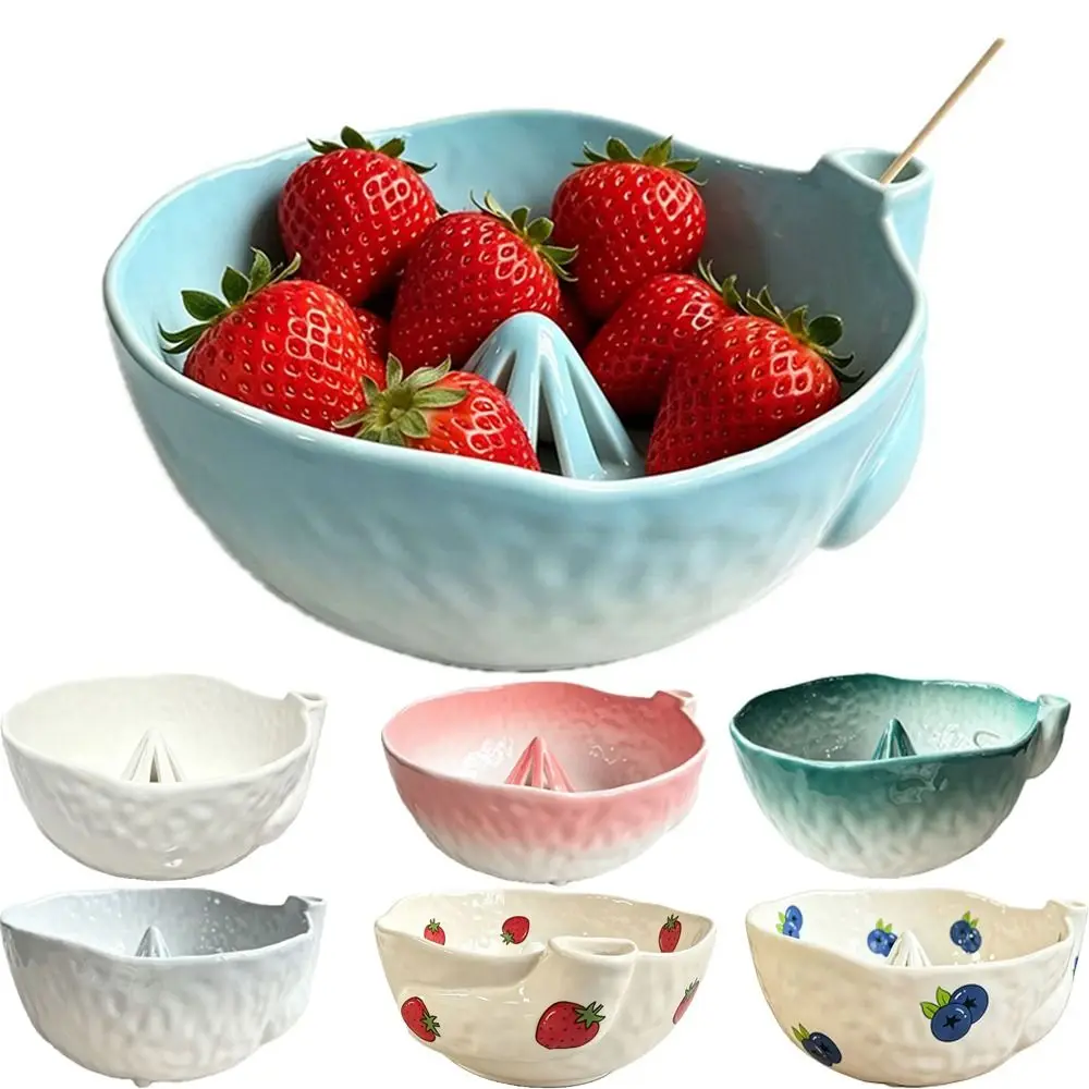 Self Spinning Berry Washing Bowl Perforated Draining Large Capacity Ceramic Fruit Washer Easy To Clean Time-Saving