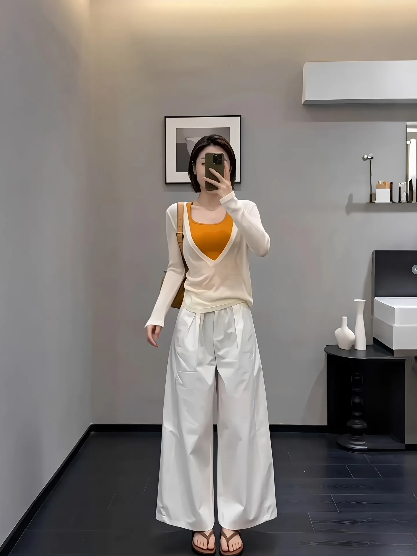 

Unique Knitted Cover up And Orange Vest Two Piece Set Summer Fashion Women's Clothing Breathable Lightweight V Neck Casual Wear